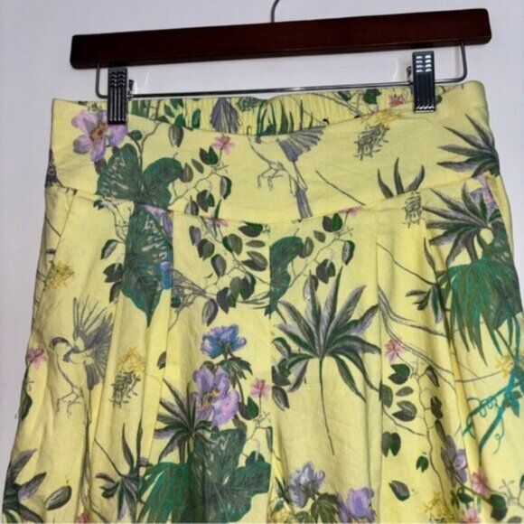 INC Women’s Small Floral Yellow Green Pants Cottagecore Romantic Feminine Flare - Picture 5 of 15